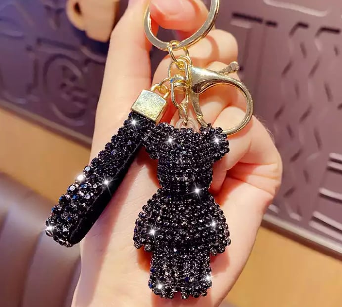 Rhinestone bear sale keychain